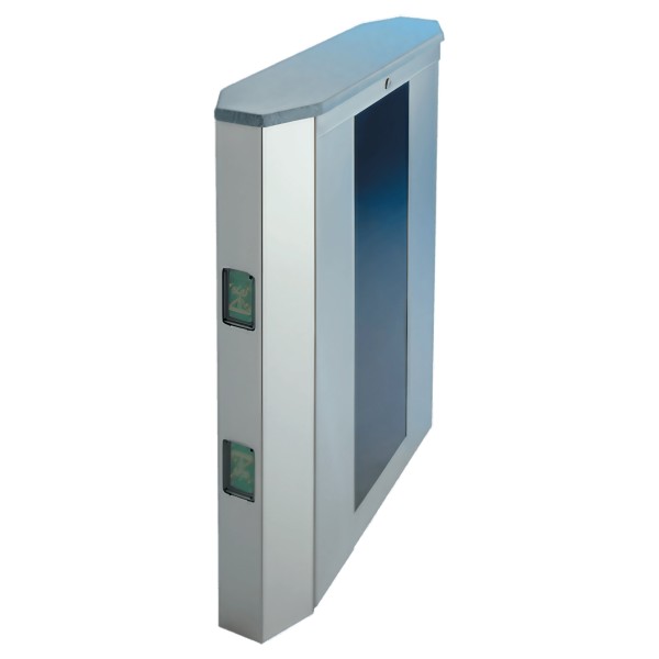 Solid Surface Top Optical Turnstile, Beacon Series Stainless Cabinent with LED Graphic Array Embedded Trapezoid Ends  BE800-ZL-P (Primary)
